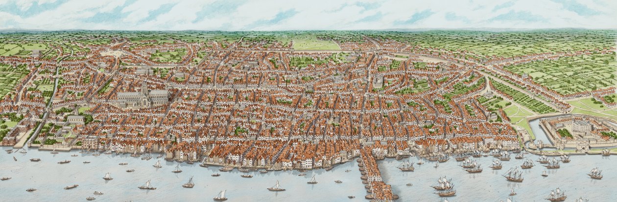 Jacobean London (felnőtt), 1603-1625 körül (tus és akvarell) alkotó: Stephen Conlin