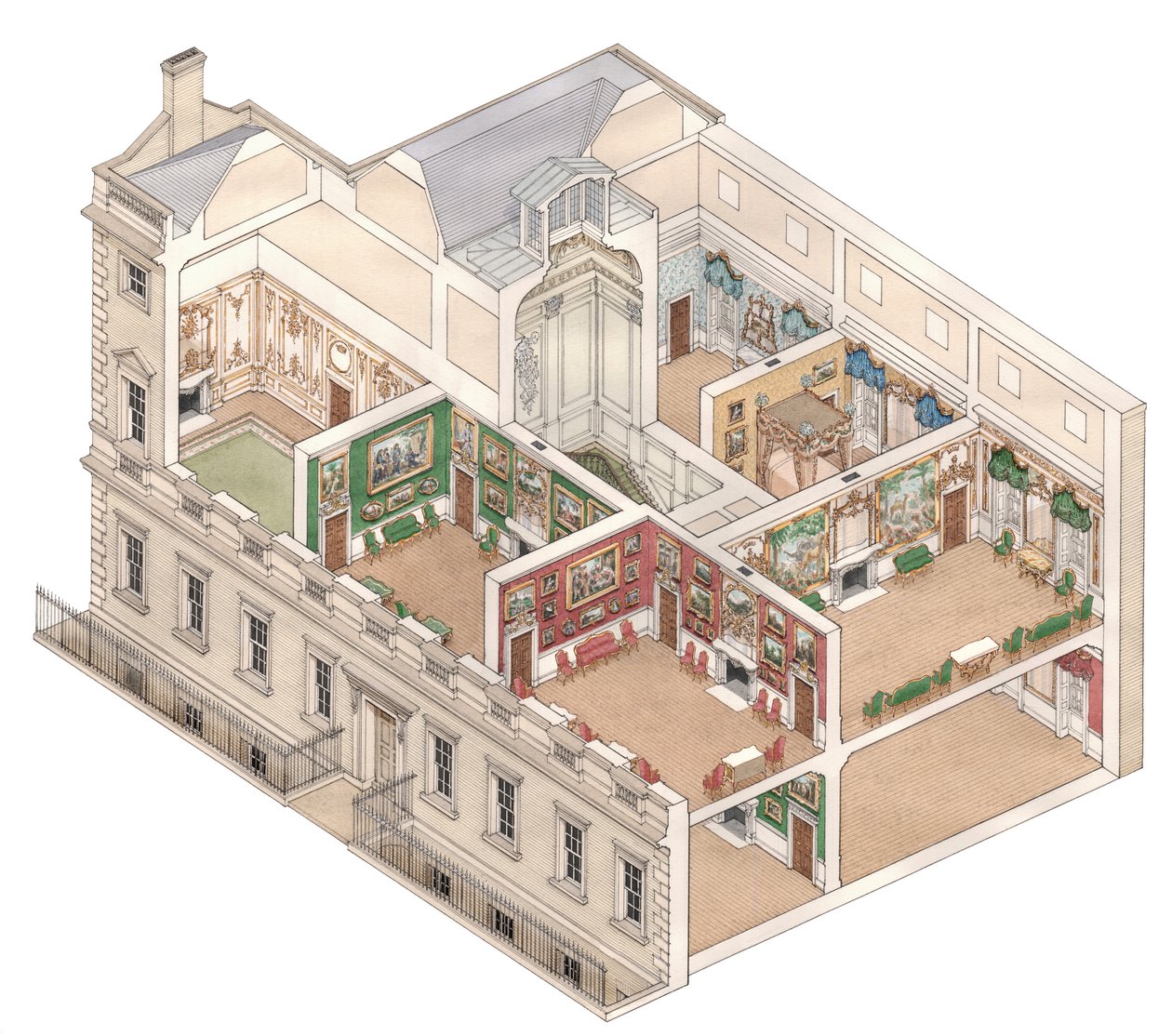 Norfolk House, London, 1890-1914 körül (tus és akvarell) alkotó: Stephen Conlin