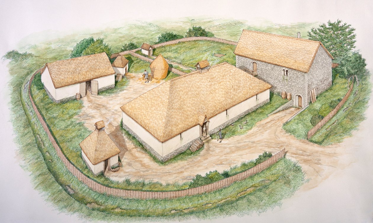 South Manor, Wharram Percy középkori falu, North Yorkshire, 13. század, 2000-es évek alkotó: Stephen Conlin
