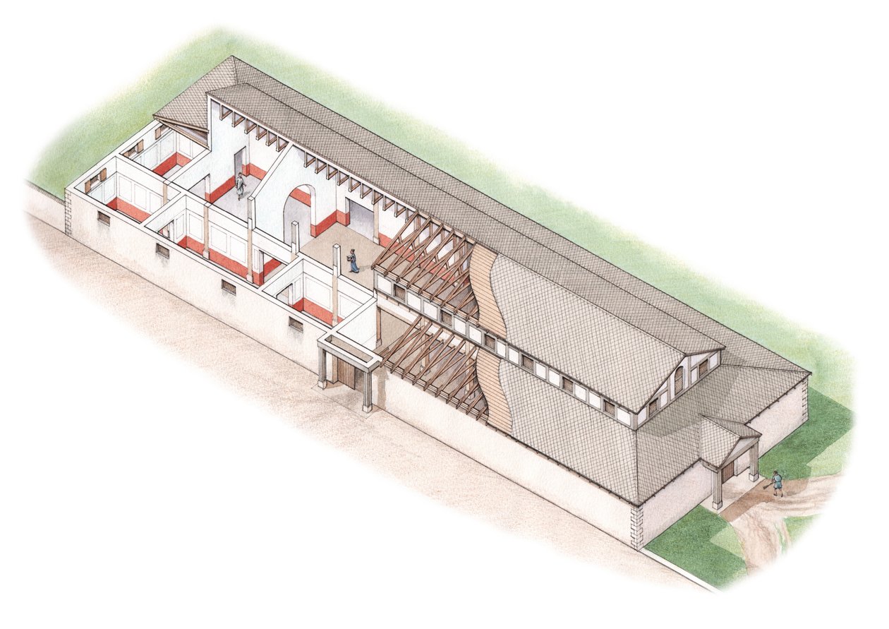 The North Range, Brading Roman Villa, Wight-sziget (rajz 2012), 200-250 körül (tinta és akvarell) alkotó: Stephen Conlin