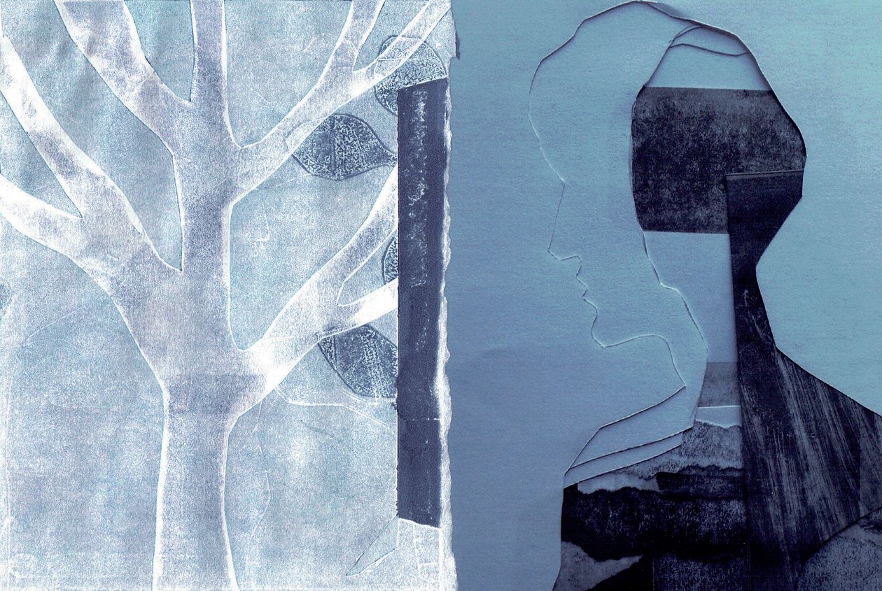 La Foret V, 2017 (monoprint és kollázs) alkotó: Stephen Dow