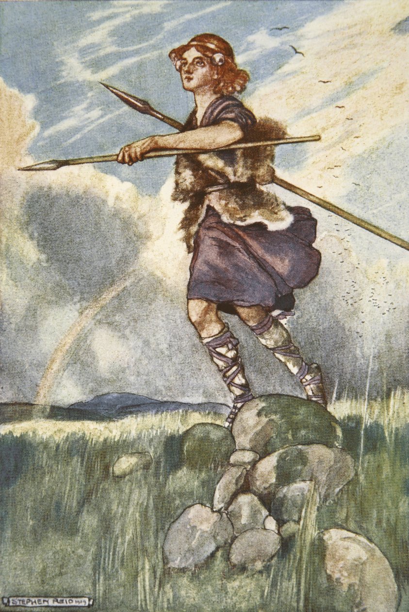 Cuchulain Emain Macha felé indul, illusztrációja Eleanor Hull (1860-1935) „Cuchulain, The Hound of Ulster” című művéből alkotó: Stephen Reid