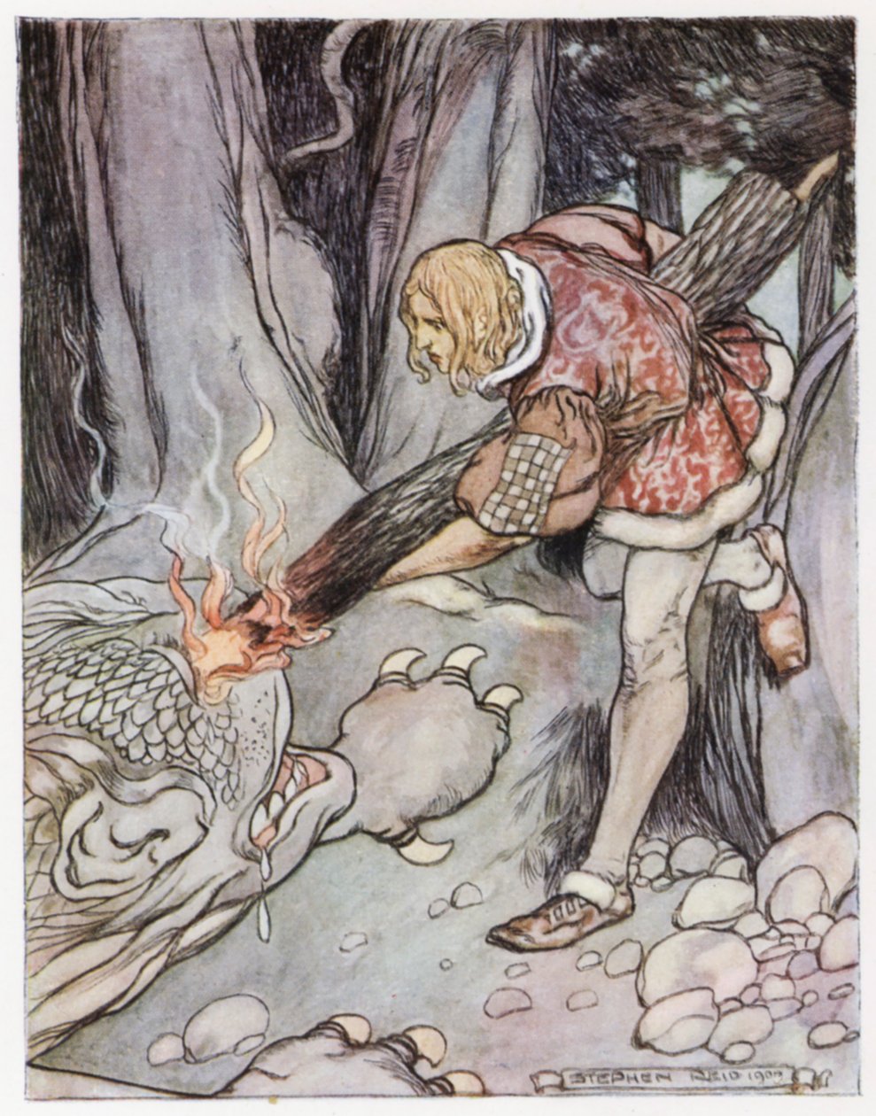 Illusztráció Siegfried, a sárkányölőhöz (színes litó) alkotó: Stephen Reid