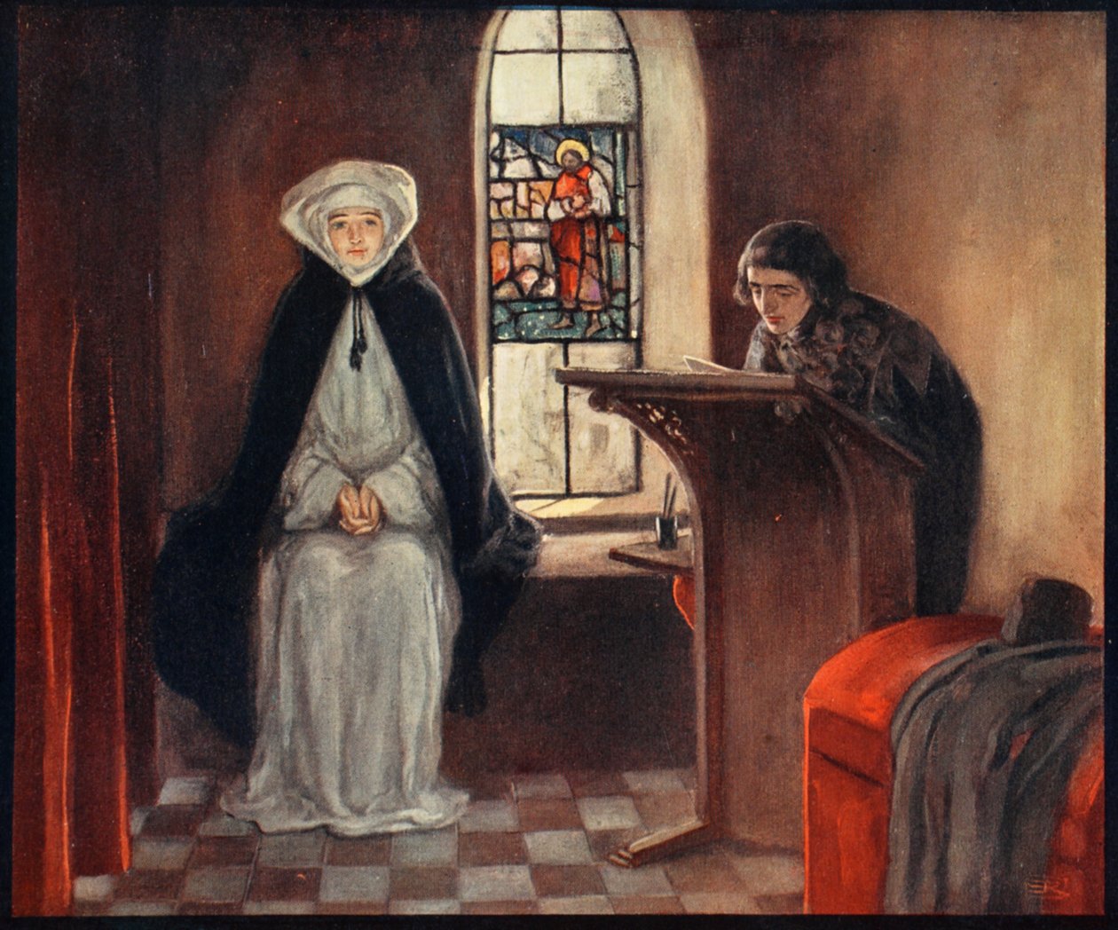 Siennai Szent Katalin, illusztráció a „Sisak és köpeny: A szerzetesrendek és a katonai rendek történetei” W.M. Letts és M.F.S. Letts alkotó: Stephen Reid