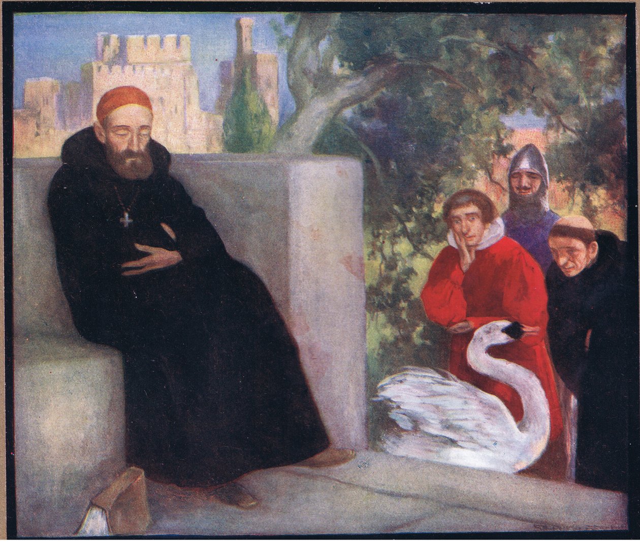 Lincolni Szent Hugh és a hattyú (színes litó) alkotó: Stephen Reid