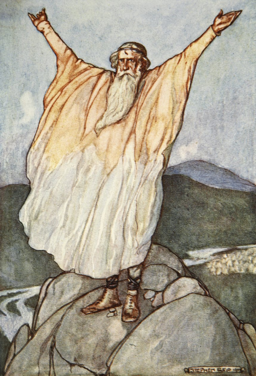 „Eljött a jó szerencse pillanata”, illusztráció a „Cuchulain, The Hound of Ulster” című művéből, Eleanor Hull (1860-1935) alkotó: Stephen Reid