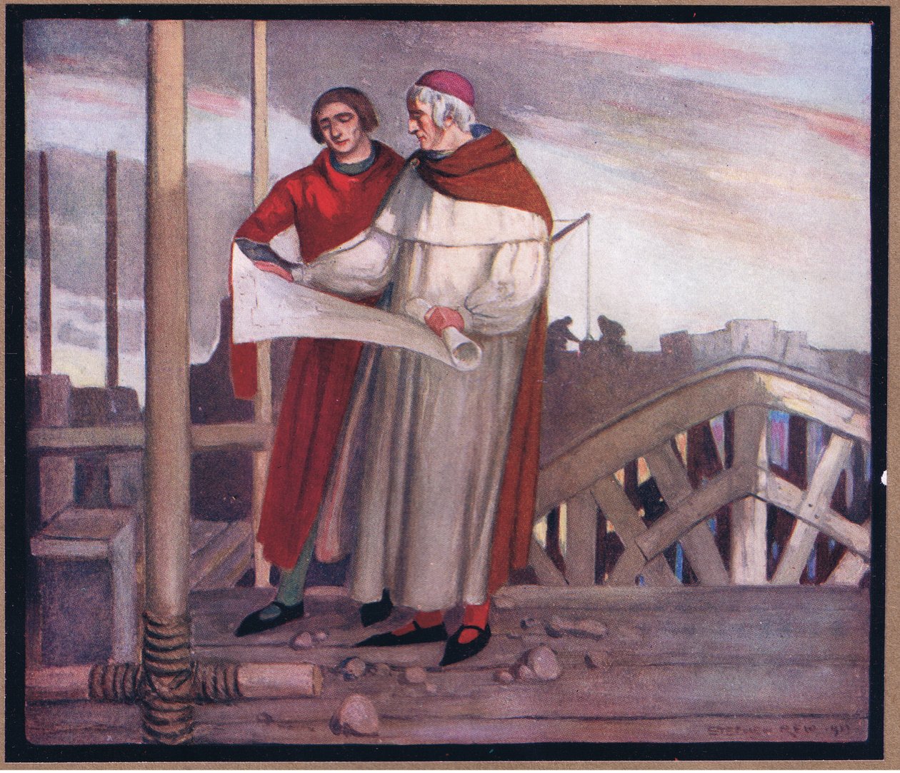 A winchesteri katedrális épülete (színes litó) alkotó: Stephen Reid