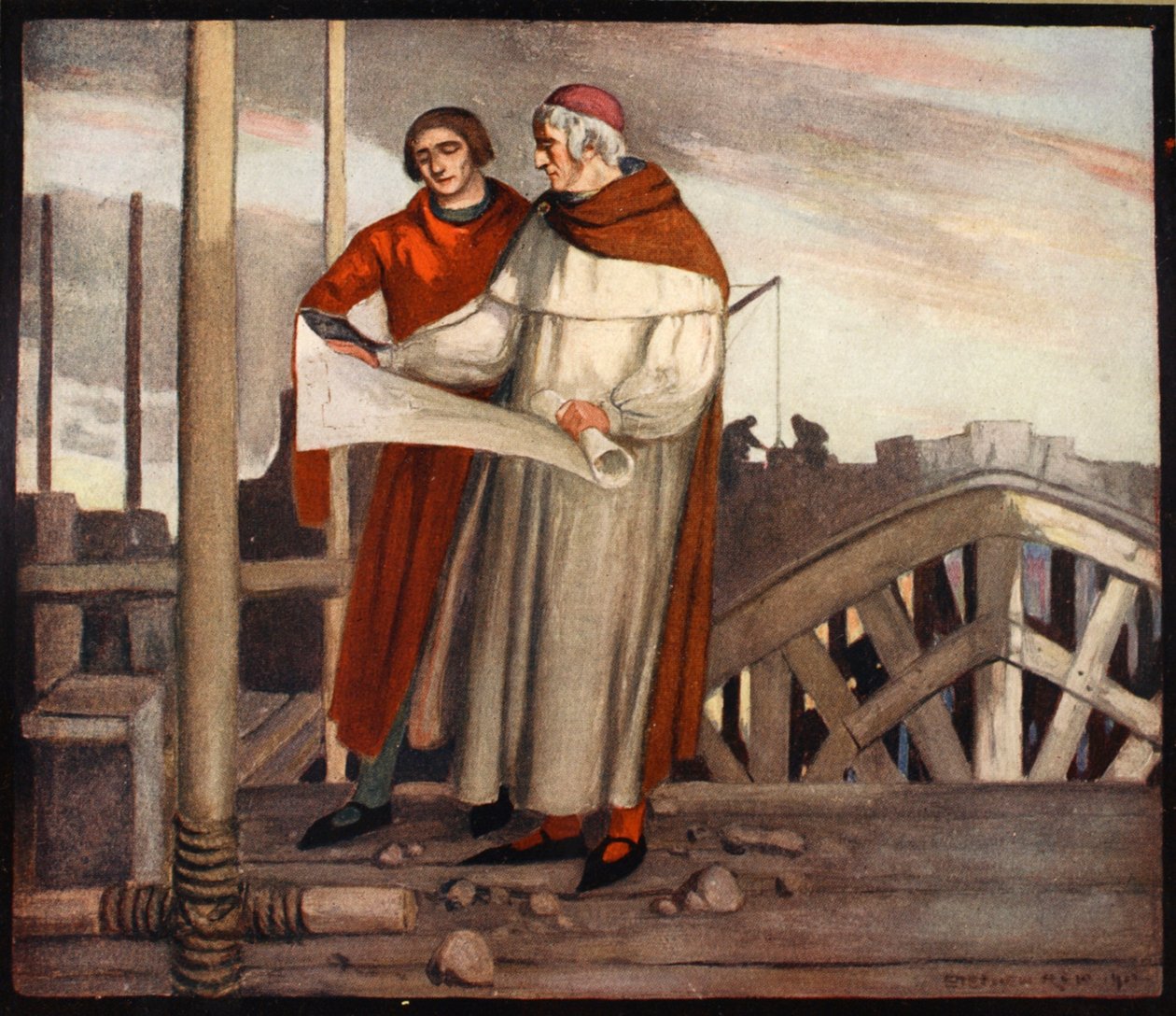 William of Wykeham, illusztráció a "The Mighty Army"-ból, Winifred M. Letts, pub. 1912 (színes litó) alkotó: Stephen Reid