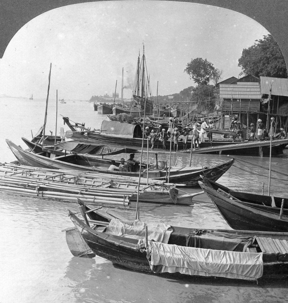 Felnézve az Irrawaddy folyóra, Rangoon, Burma, 1908 alkotó: Stereo Travel Co