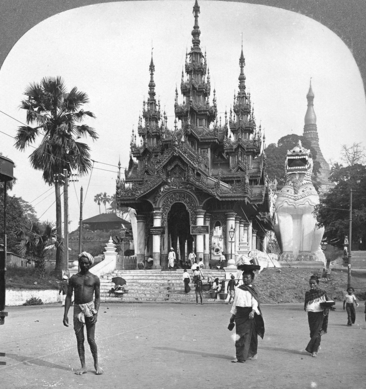 Főbejárat, Shwedagon Pagoda, Rangoon, Burma, 1908 alkotó: Stereo Travel Co