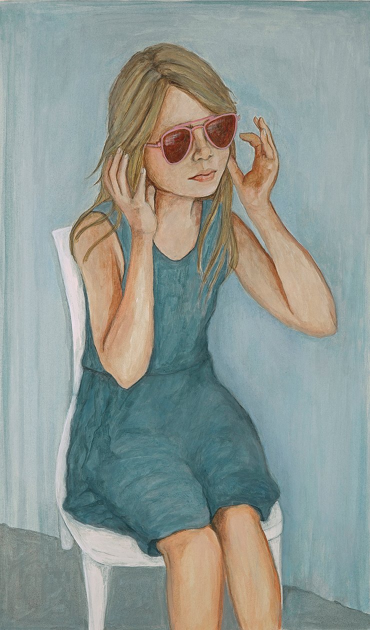 Girl In Sunglasses, 2017 (toll és tinták, mosás papíron) alkotó: Stevie Taylor