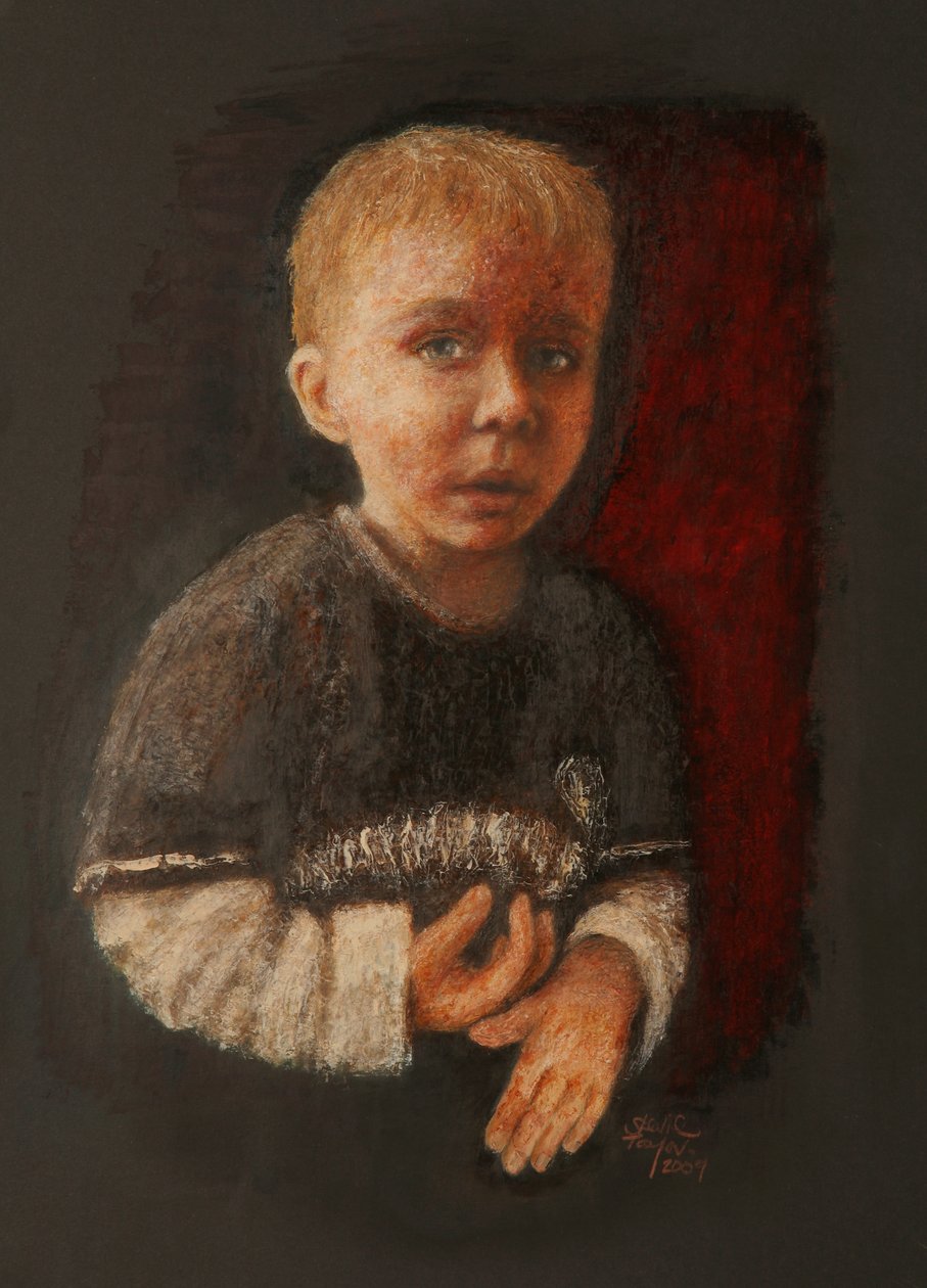 Little Boy Working Something Out, 2009 (olaj, papír) alkotó: Stevie Taylor