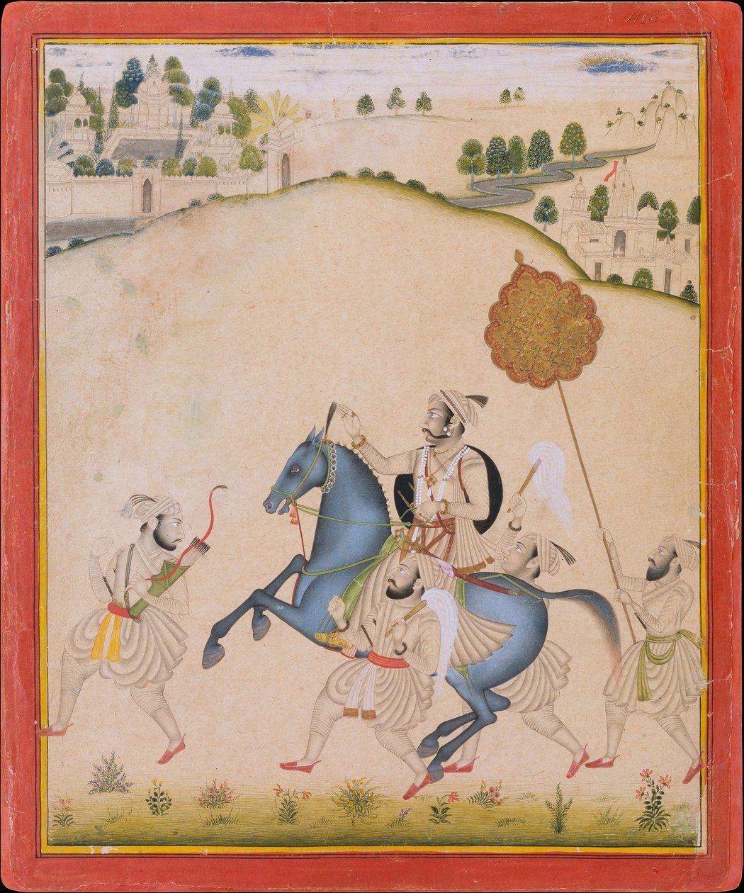 Maharana Amar Singh II jodhpur lovaglás, kb. 1700-1710. alkotó: Stipple Master
