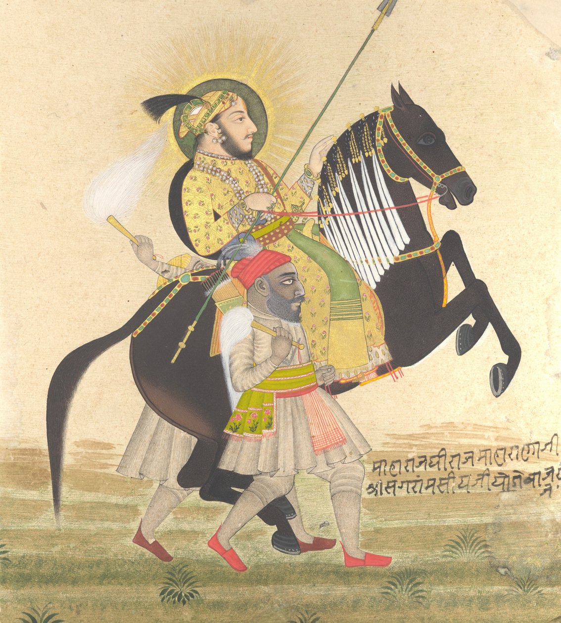 Maharana Sangram Singh díjas ménlovaglás, kb. 1712. alkotó: Stipple Master