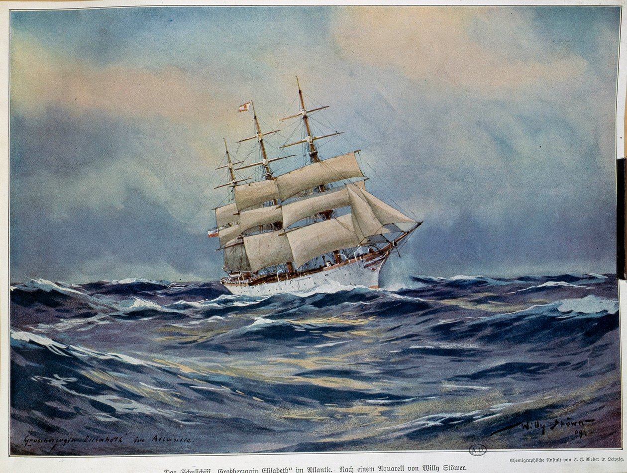 Erzsébet nagyhercegnő vitorlája, Willy Stower akvarellje (1864-1931). 1909. Párizs, Dekoratív művészet alkotó: Willy Stoewer 