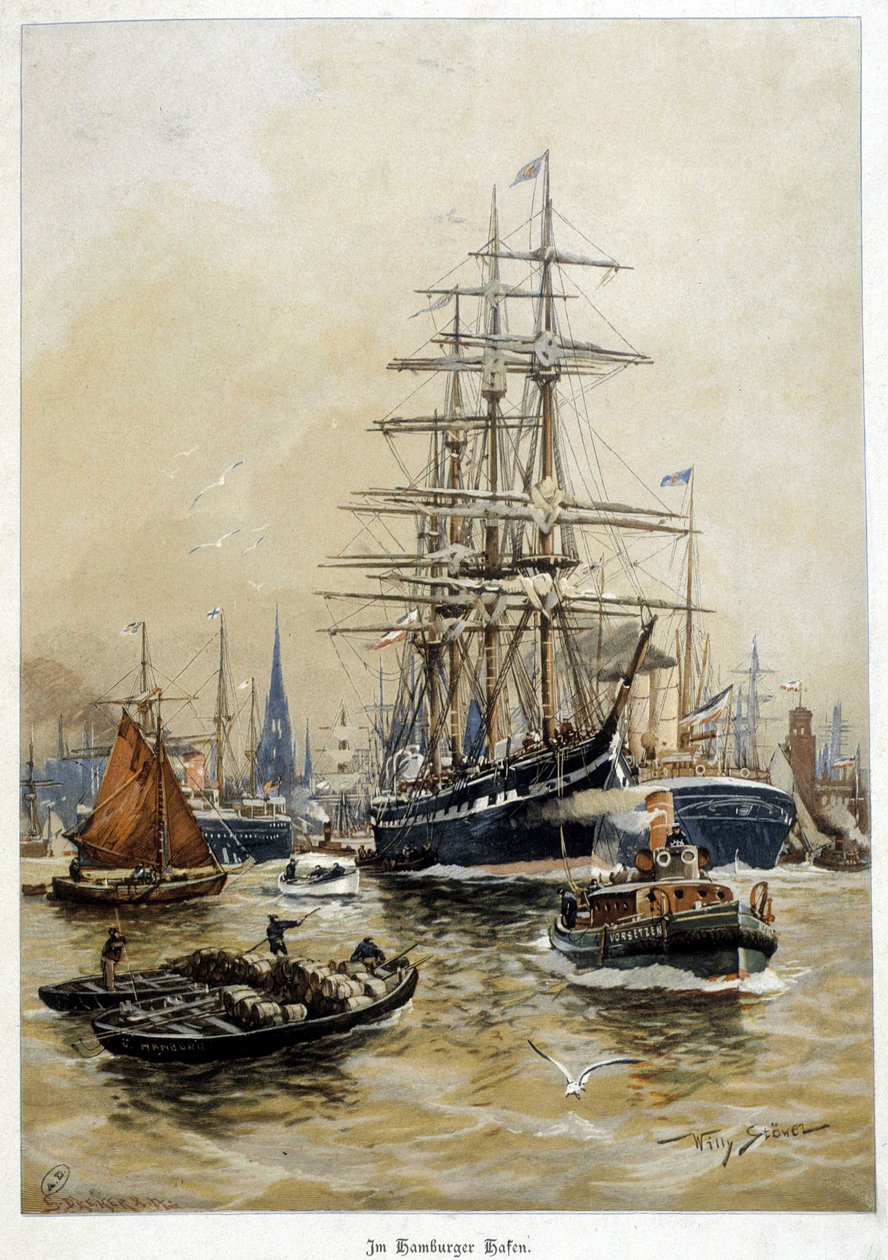 Hamburg kikötője, deb. 20. század alkotó: Willy Stoewer 