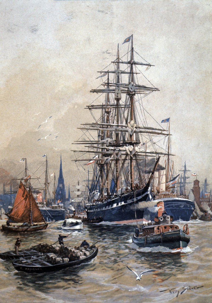 Hamburg kikötője a XIX alkotó: Stoewer Willy (1864 1931)
