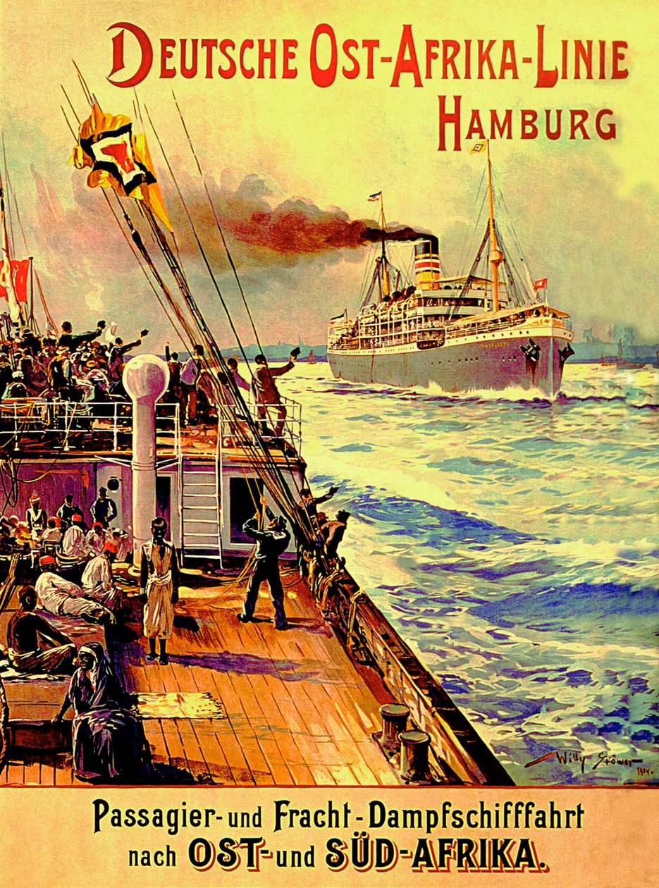 A német kelet-afrikai vonalat hirdető plakát, Hamburg, 1904 alkotó: Stoewer Willy