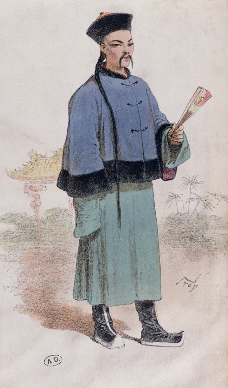 Mandarin prémes, legyezős kabátban, 1860 körül alkotó: Stop