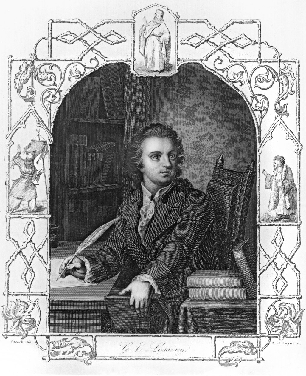 Gotthold Ephraim Lessing (1729-1781), vésette Albert Henry Payne (1812-1902) alkotó: Storck