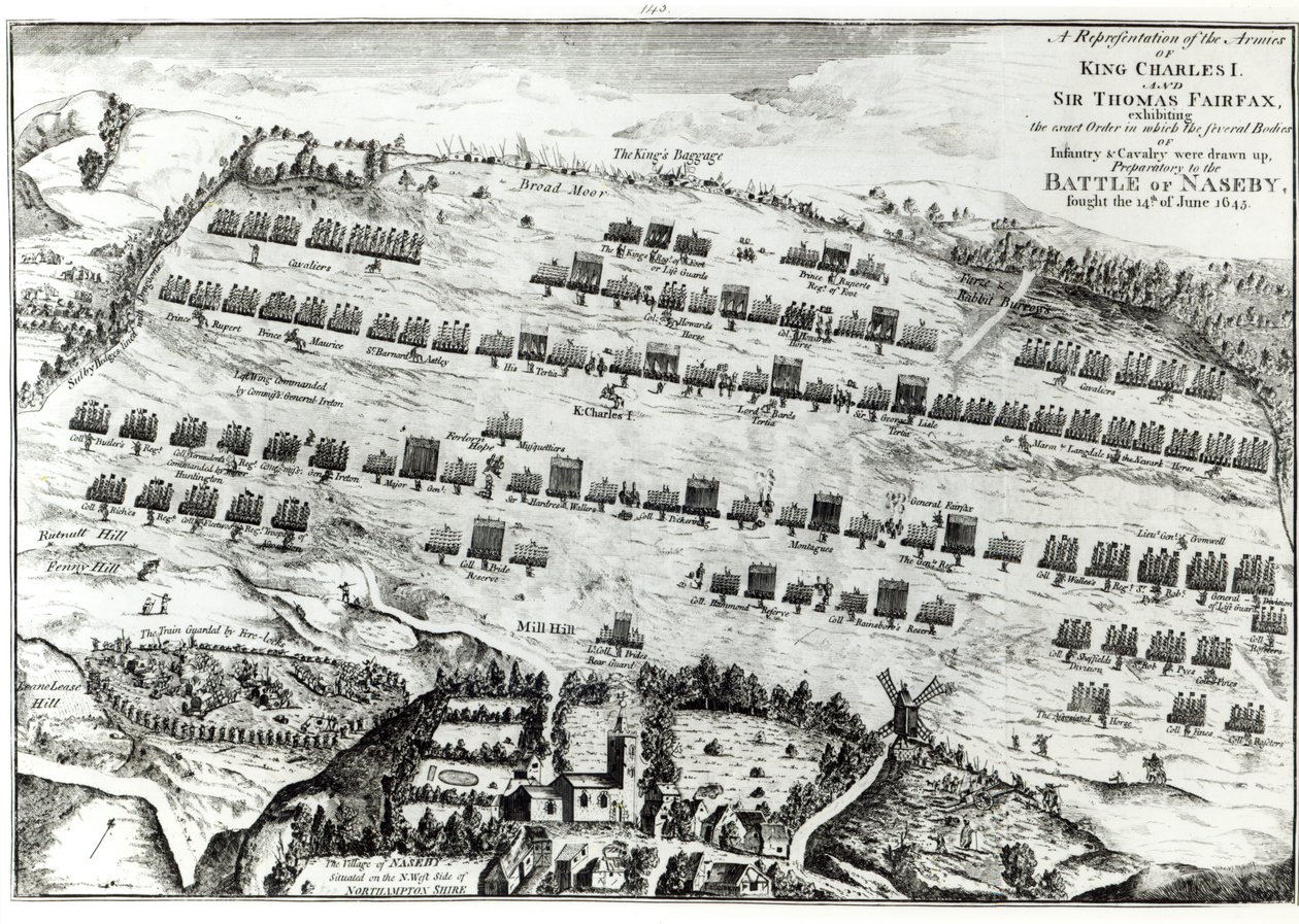 Felkészülés az 1645. június 14-én vívott naseby-i csatára, amelyet John Mastin 1792-ben jelent meg a Naseby története és régiségei alkotó: Streeter