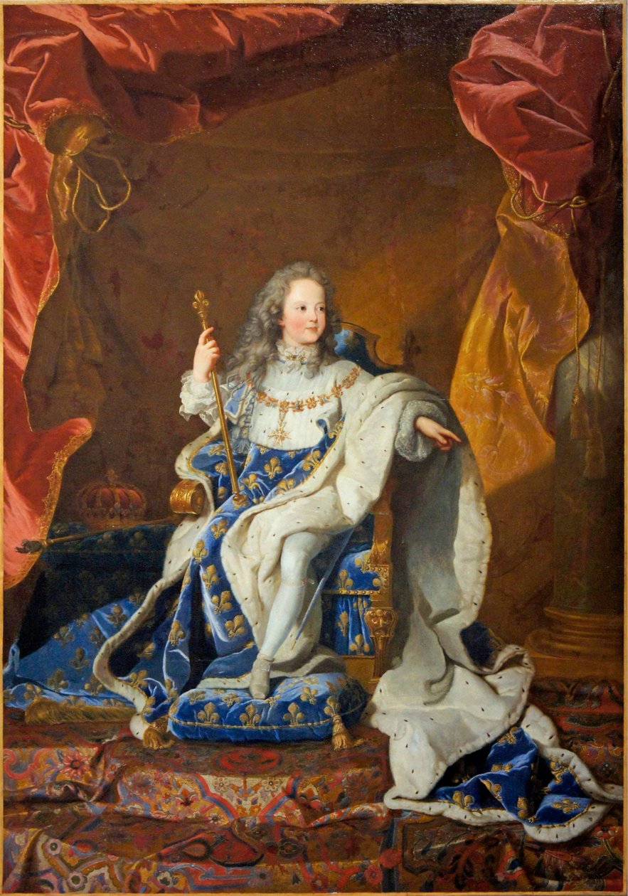 Lajos hivatalos portréja koronázási jelmezben alkotó: Studio of Hyacinthe Rigaud