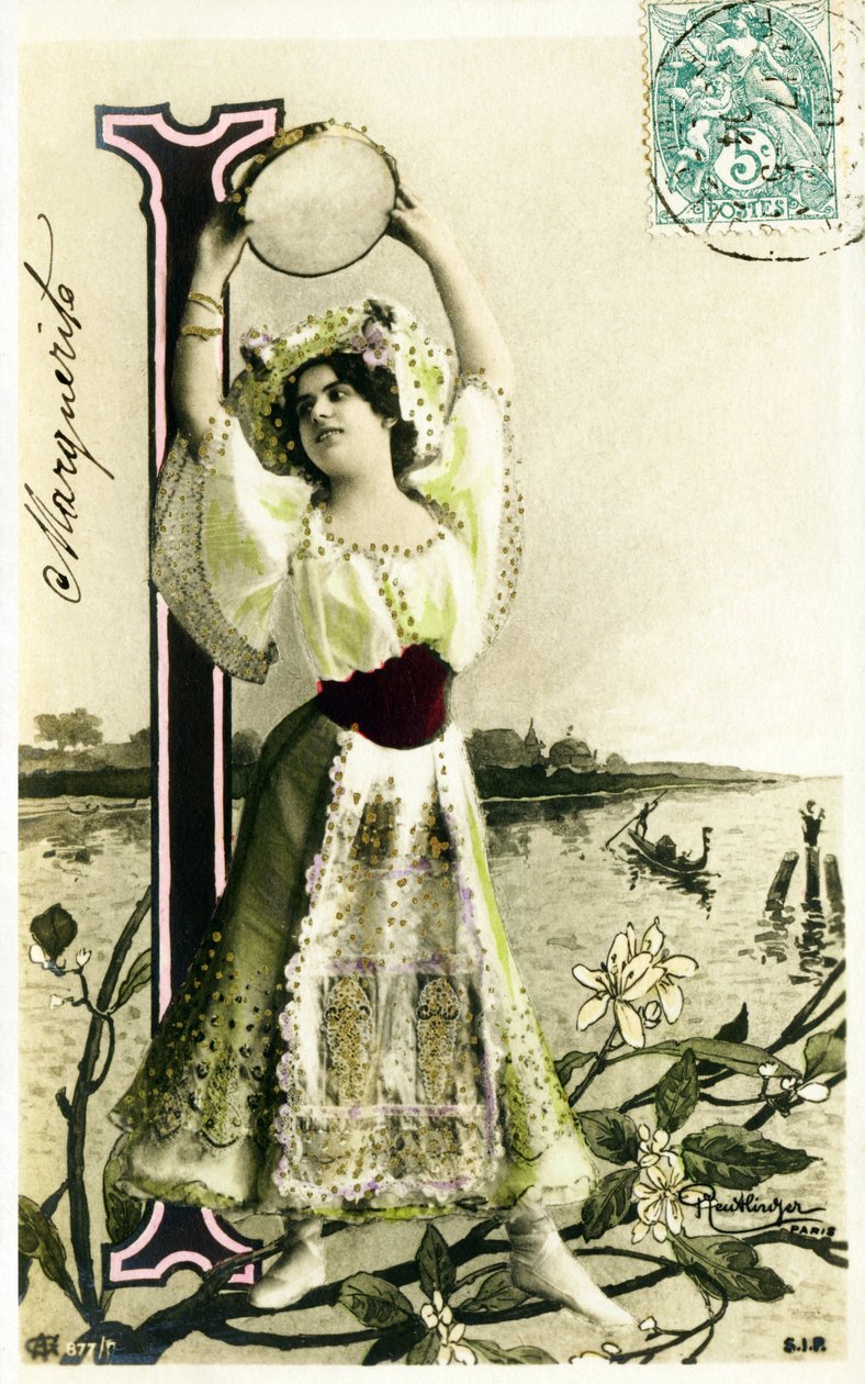Én: Mlle Fischer, művész az 1900-as évekből - Aábécé képeslapon alkotó: Studio Reutlinger
