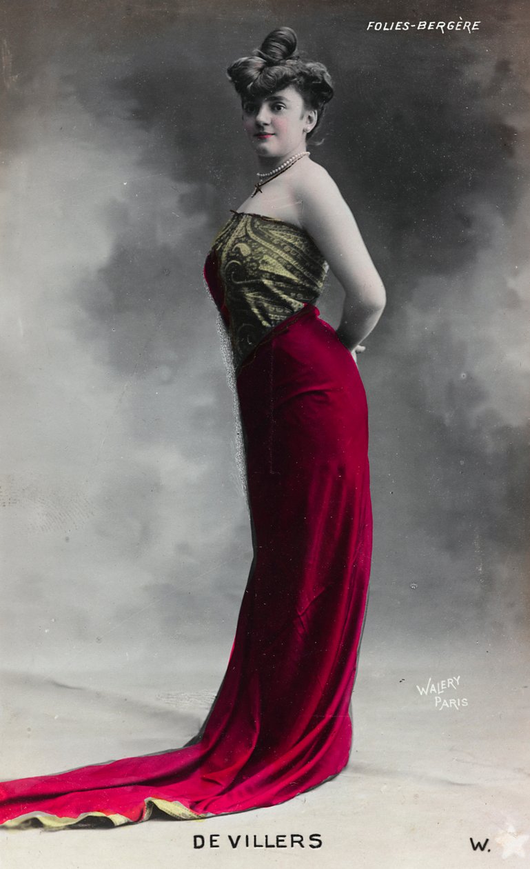 Fiatal nő portréja, képeslap; a támogatás tartalmazza a "Devillers - Folies Bergère" jelzést alkotó: Studio Walery
