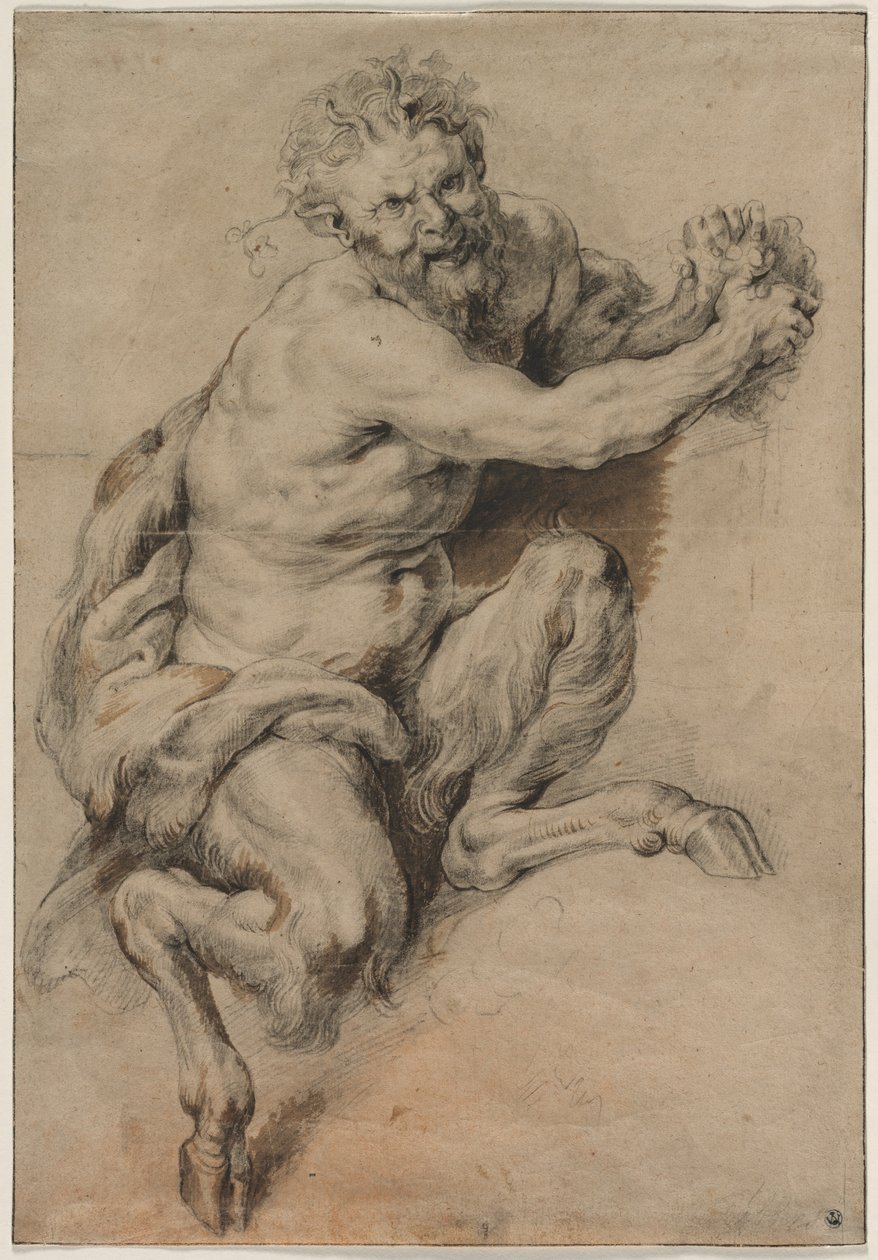 Egy faun, aki megmarkol egy szőlőfürtöt alkotó: Studio of Peter Paul Rubens