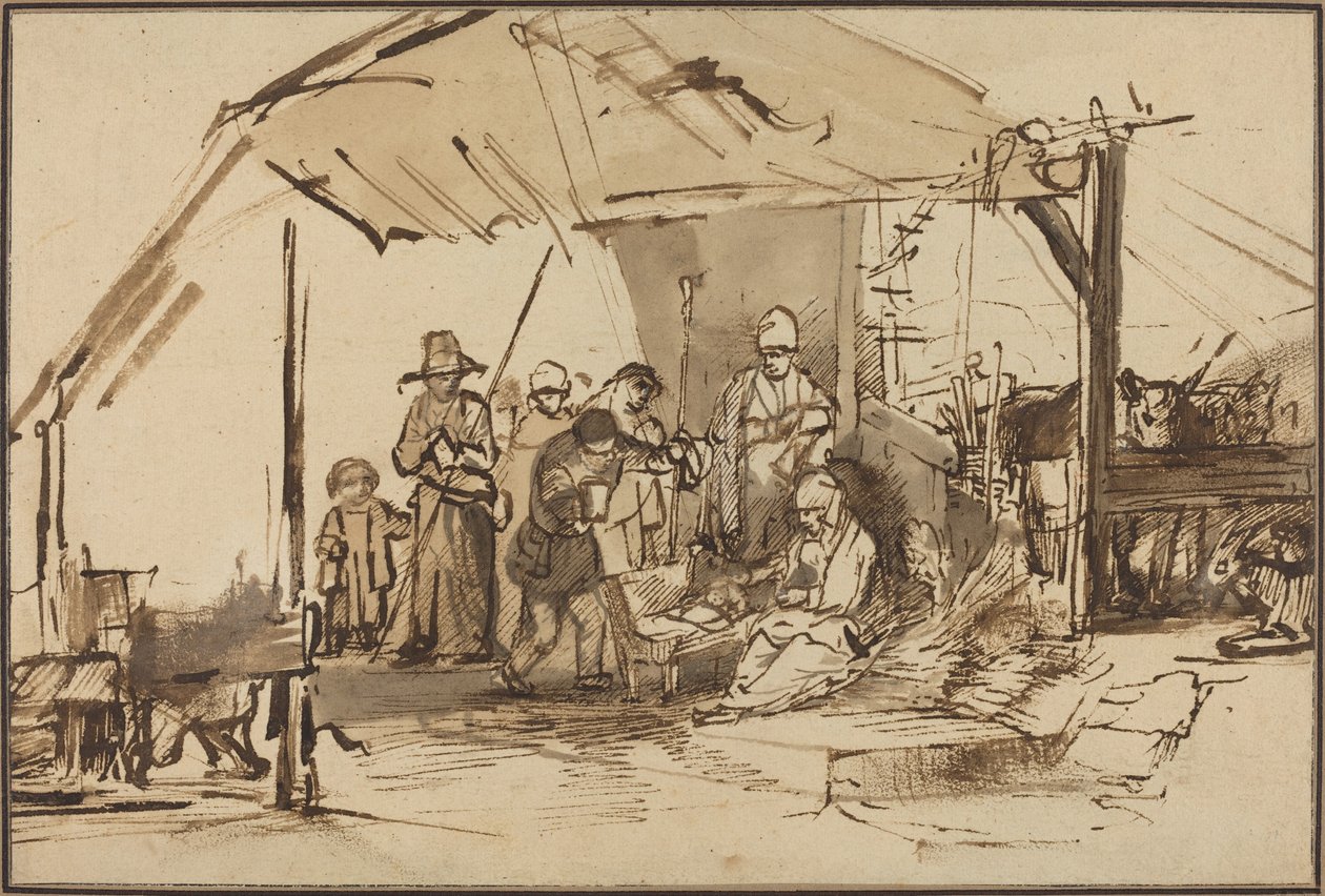 A Pásztorok imádata alkotó: Studio of Rembrandt van Rijn