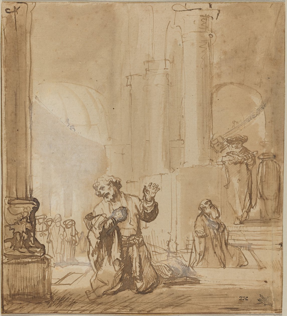 Példabeszéd a vámszedőről és a farizeusról alkotó: Studio of Rembrandt van Rijn