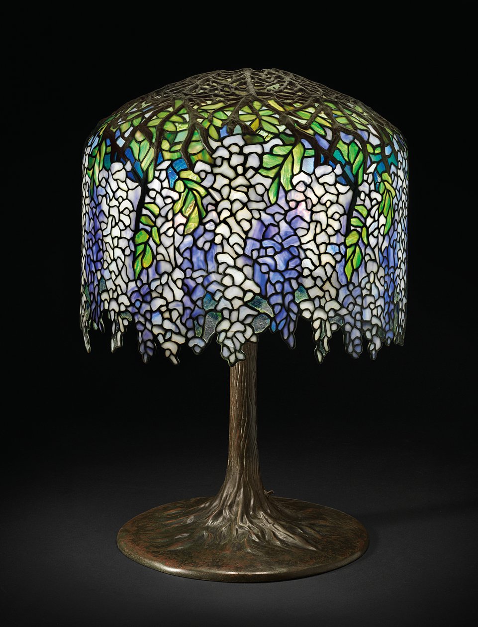 Wisteria asztali lámpa, 1910 körül (ólomüveg és bronz) alkotó: Studios Tiffany
