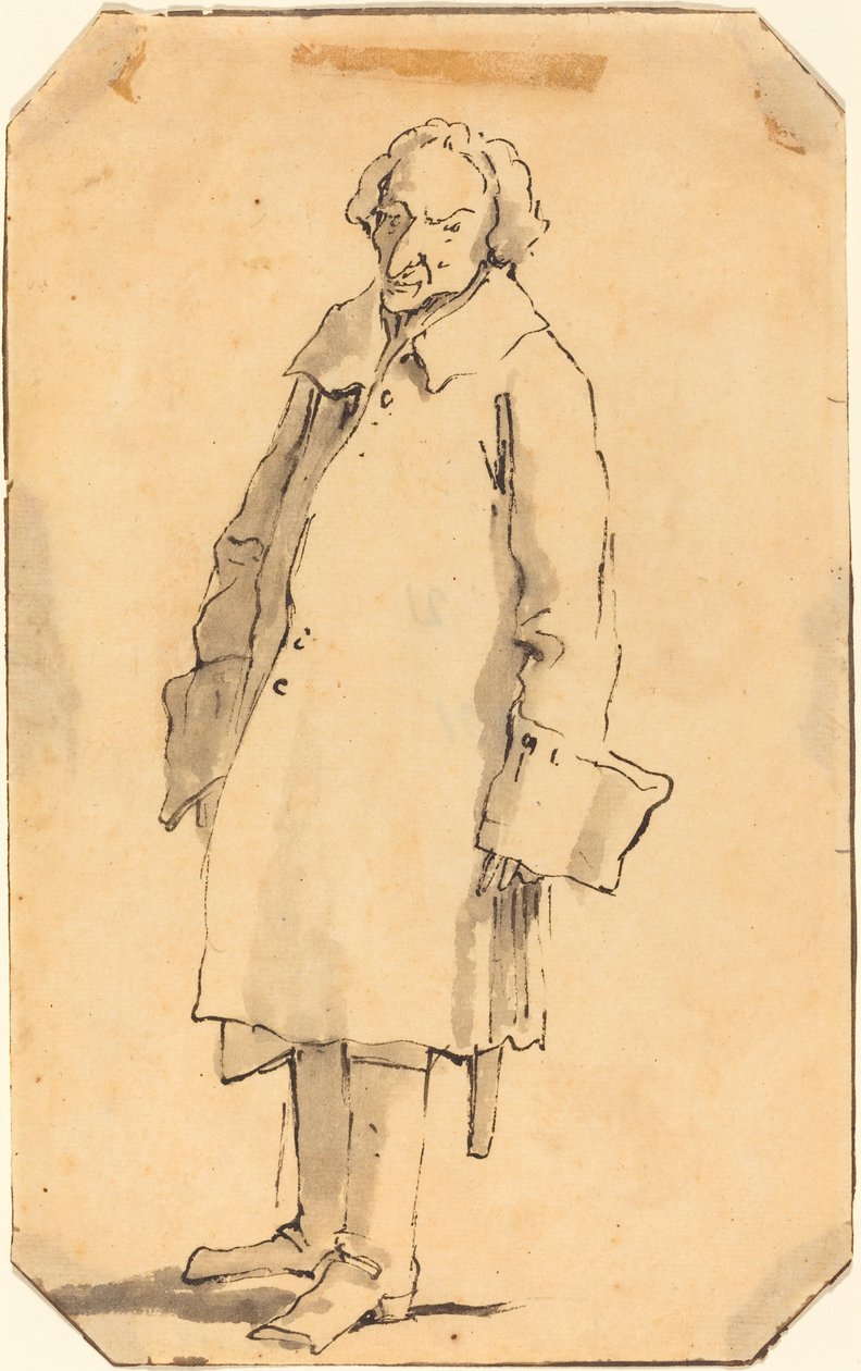 Egy álló férfi nagyszerű kabátot és csizmát visel alkotó: Style of Giovanni Battista Tiepolo