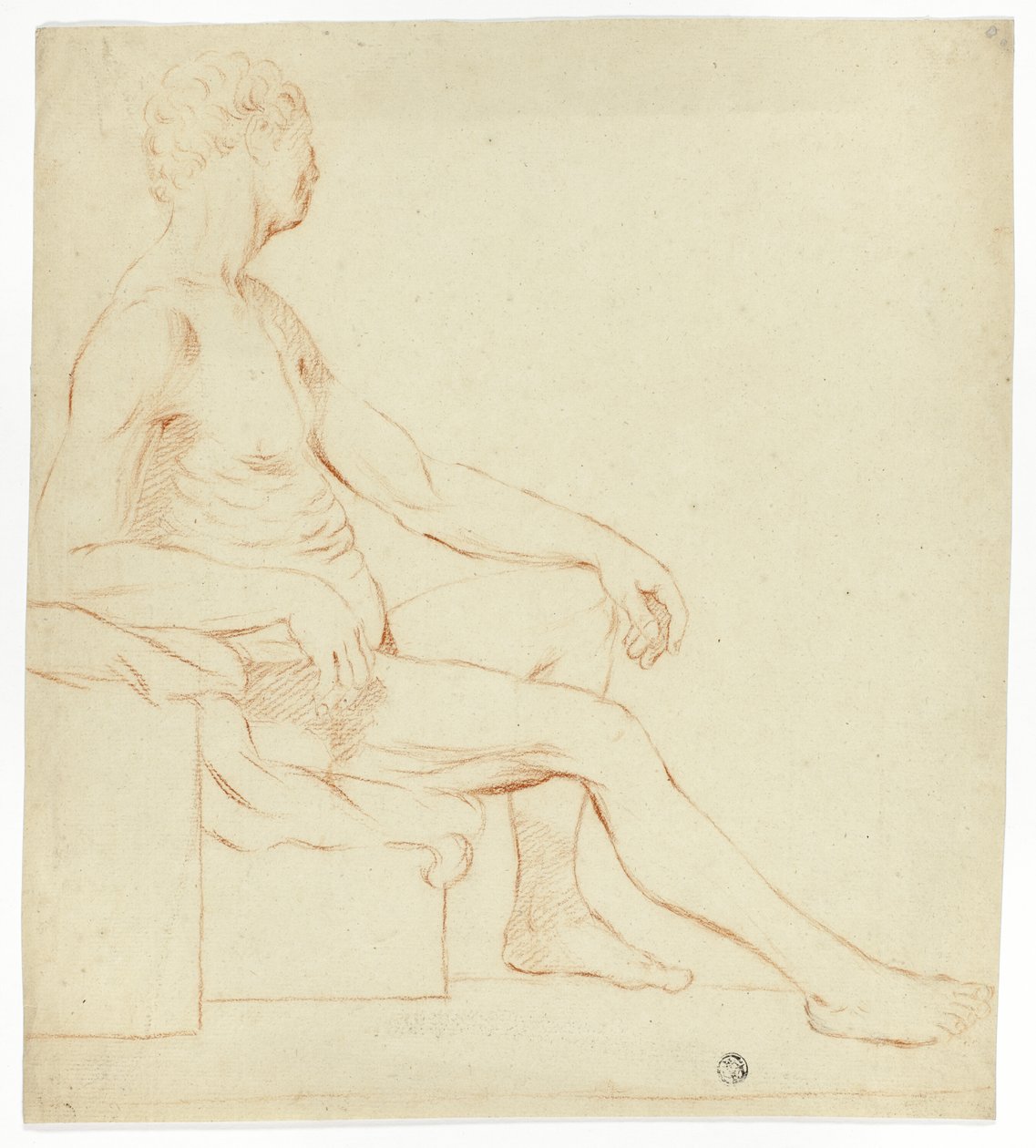 Ülő akadémikus férfi akt alkotó: Style of Jacques Louis David