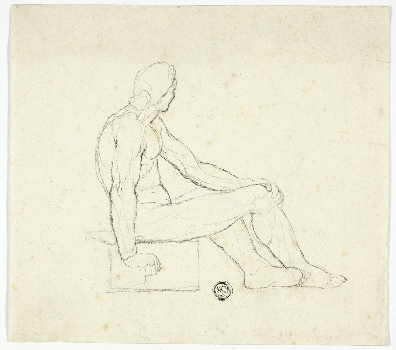 Ülő férfi akt alkotó: Style of Jacques Louis David