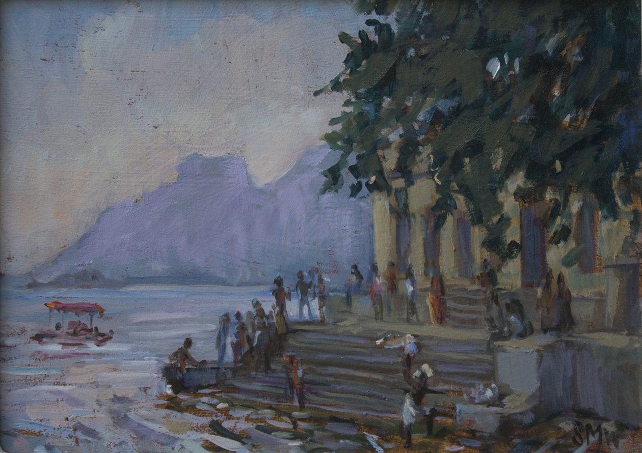 Mosás a lépcsőn Udaipurban, 2012, alkotó: Sue Wales