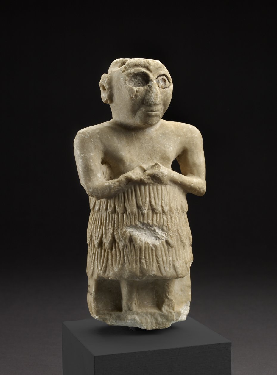 Egy sumér férfi szobra imádkozó testtartásban, Istabalat, Irak (mészkő) alkotó: Sumerian