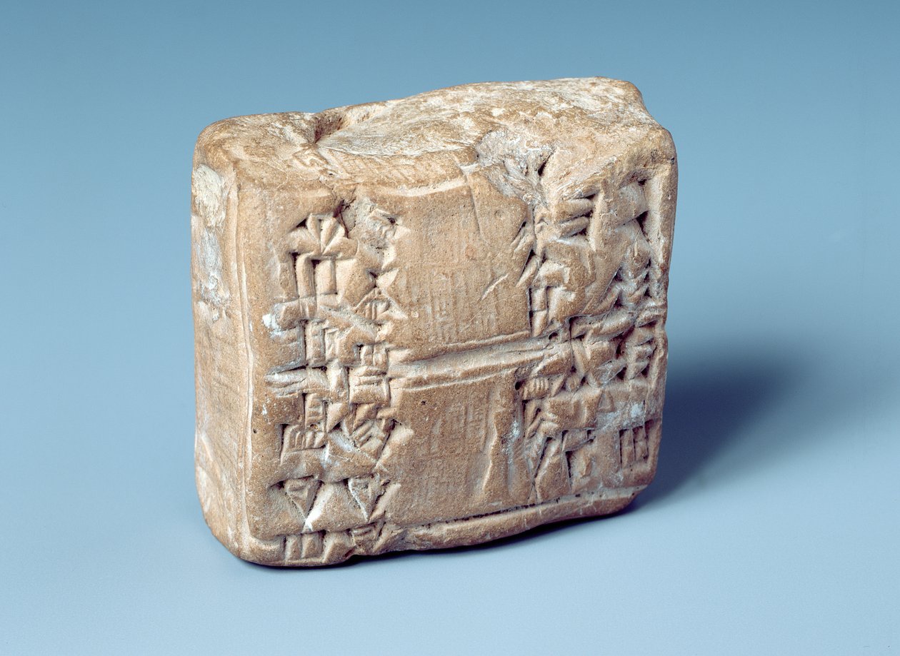 Tábla ékírással, Kr.e. 2000 körül (sütött agyag) alkotó: Sumerian