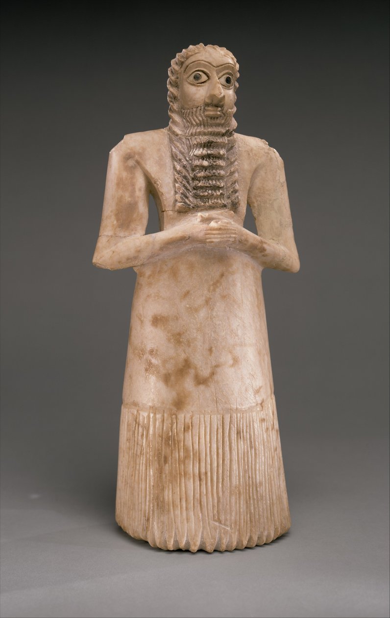 Állandó férfiimádó, korai dinasztikus, i.e. 2900-2600 körül (gipsz alabástrom, kagyló, fekete mészkő, bitumen) alkotó: Sumerian