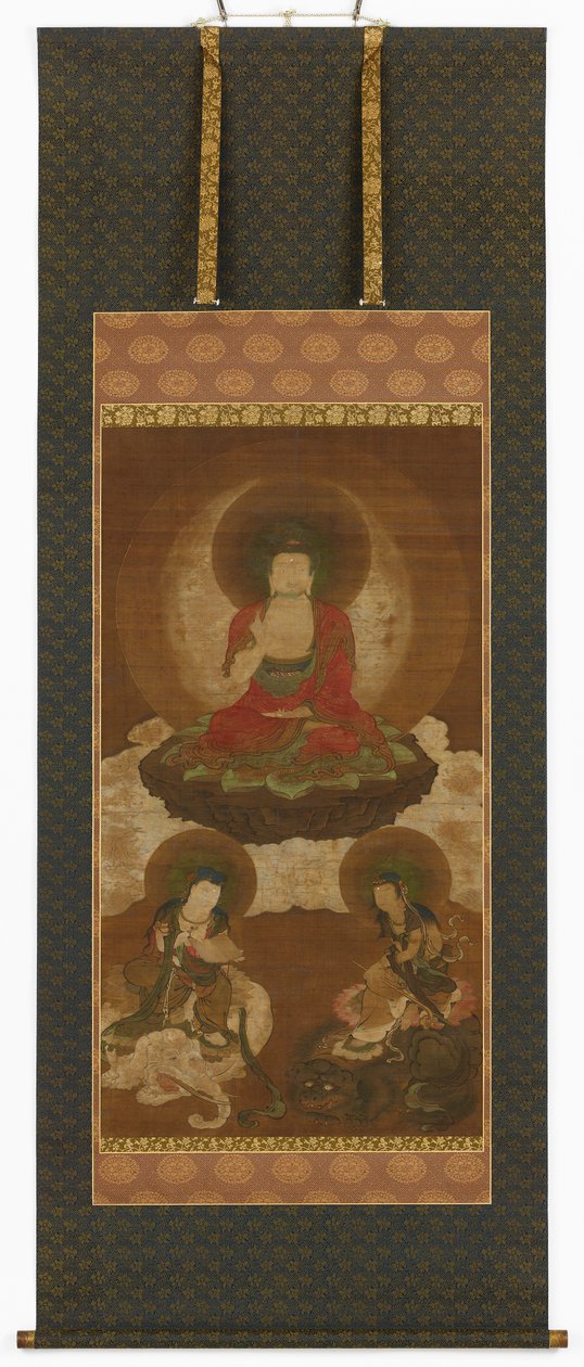 Buddhista triász: Sakyamuni, Manjusri és Samantabhadra, Edo-korszak, 17. század közepe-18. század eleje. alkotó: Sumiyoshi Gukei