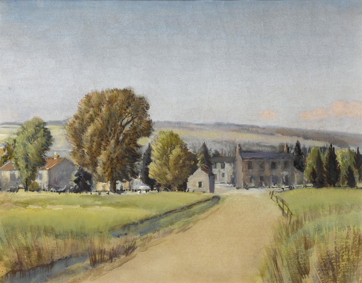 Út a faluba, 1900 körül (gouache papíron) alkotó: Sunderland Rollinson