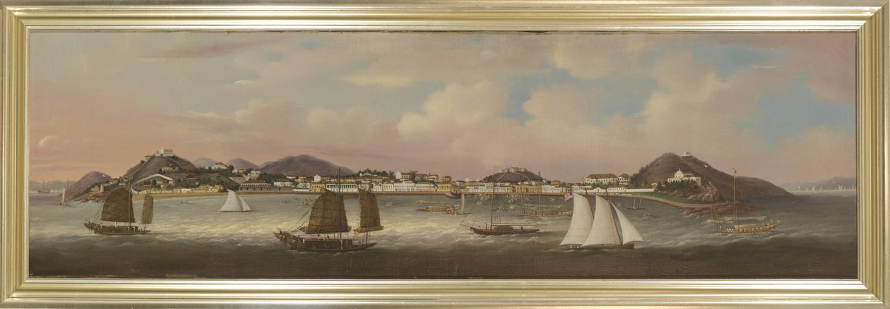 A Praya Grande látképe, Makaó, 1850 körül (olaj, vászon) alkotó: Sunqua Sunqua