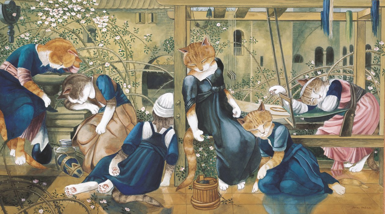 Illusztráció a Cats Galore! A kulturált macskák kompendiuma (kiad. 2015) alkotó: Susan Herbert