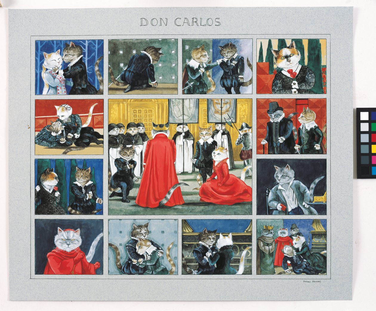 Illusztráció a Cats Galore! A kulturált macskák kompendiuma (kiad. 2015) alkotó: Susan Herbert