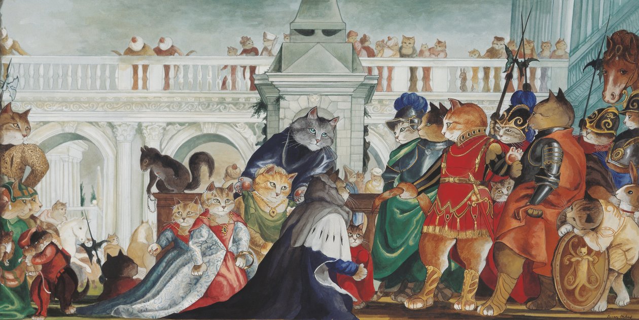 Illusztráció a Cats Galore! A kulturált macskák kompendiuma (kiad. 2015) alkotó: Susan Herbert