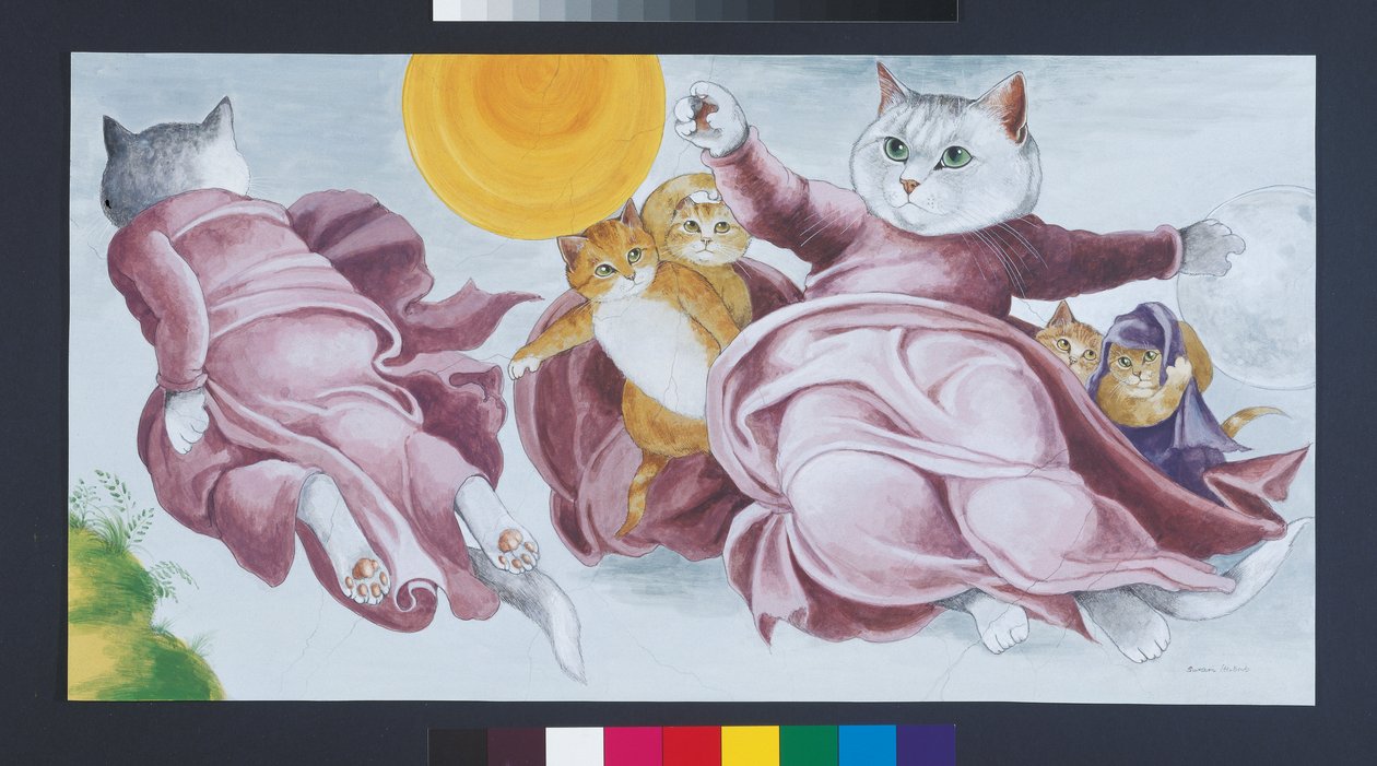 Illusztráció a Cats Galore! A kulturált macskák kompendiuma (kiad. 2015) alkotó: Susan Herbert