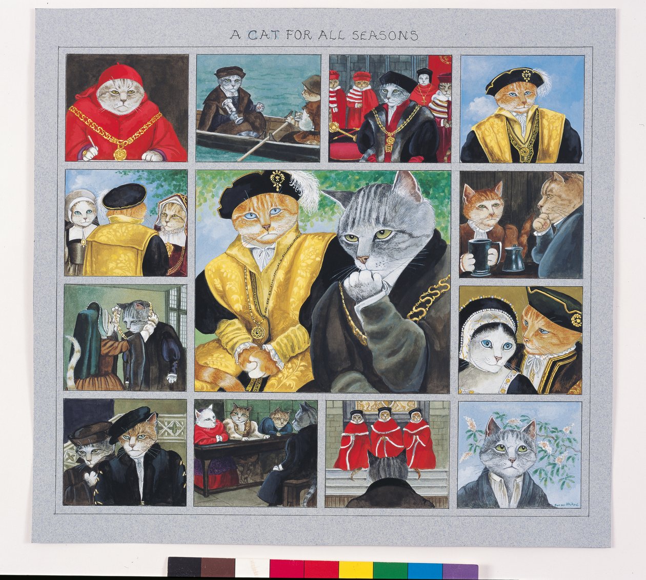 Illusztráció a Cats Galore! A kulturált macskák kompendiuma (kiad. 2015) alkotó: Susan Herbert