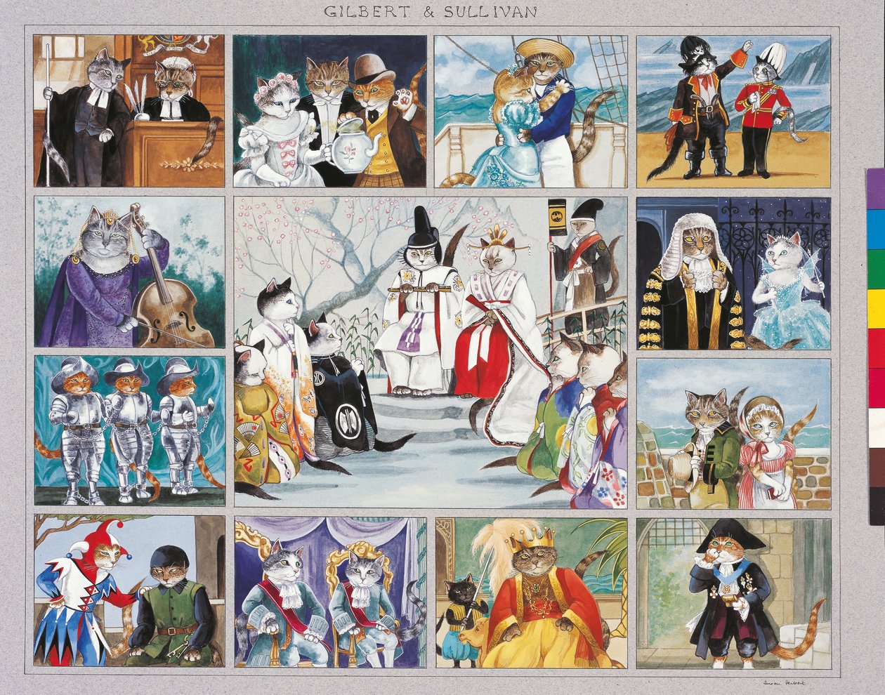 Illusztráció a Cats Galore! A kulturált macskák kompendiuma (kiad. 2015) alkotó: Susan Herbert