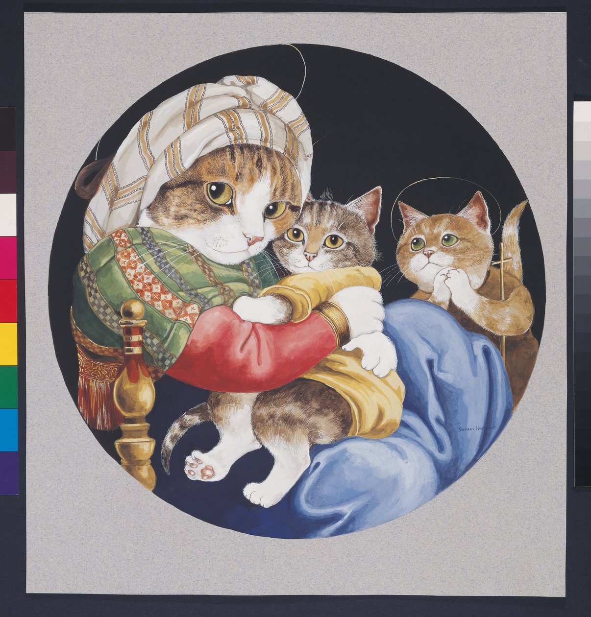 Illusztráció a Cats Galore! A kulturált macskák kompendiuma (kiad. 2015) alkotó: Susan Herbert