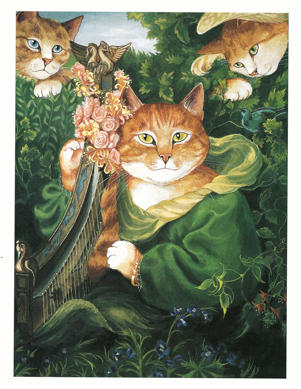 Illusztráció a Pre-Raffaelite Cats (kiadó 1999) című kötetből alkotó: Susan Herbert